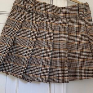Zara Kids Plaid Skirt - Black, White, Brown